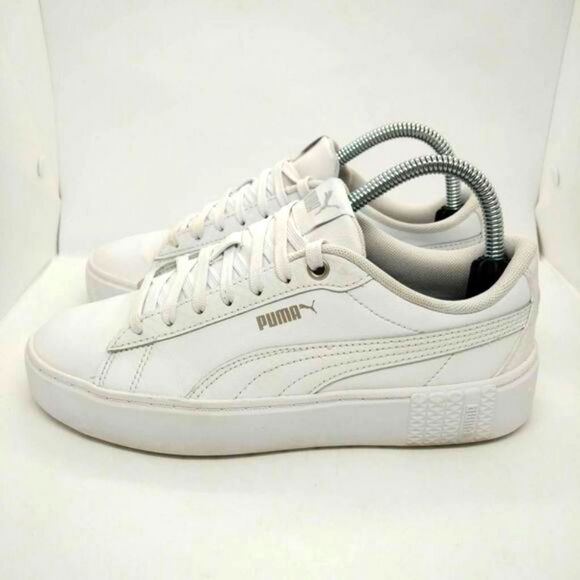 Puma Smash Platform V2 Fashion Sneakers Womens Size 8 White Casual Classic Shoes - Picture 1 of 8